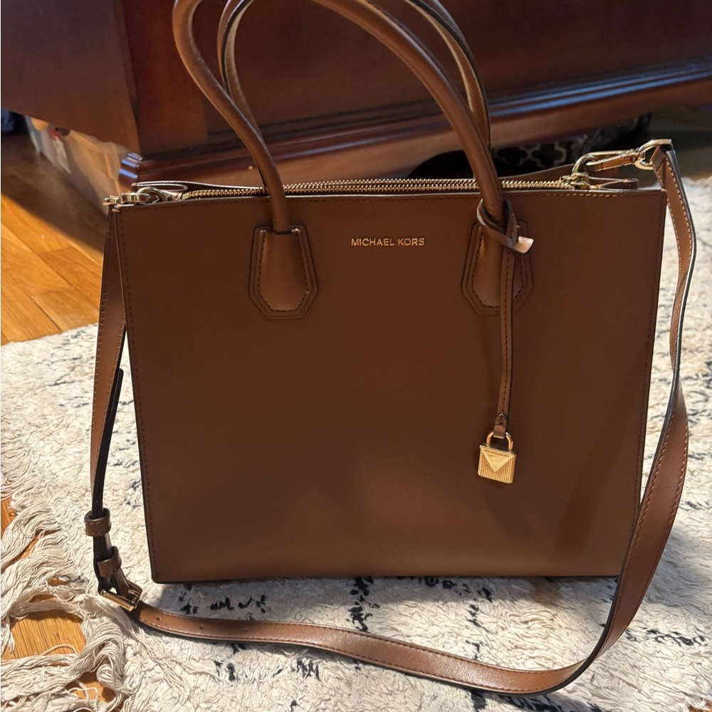 Michael Kors Brown Leather Tote with Gold Hardware